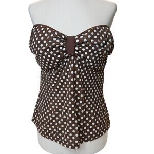 Tommy Hilfiger Swimwear sz 14 Women's Polka Dot Tankini Top Brown